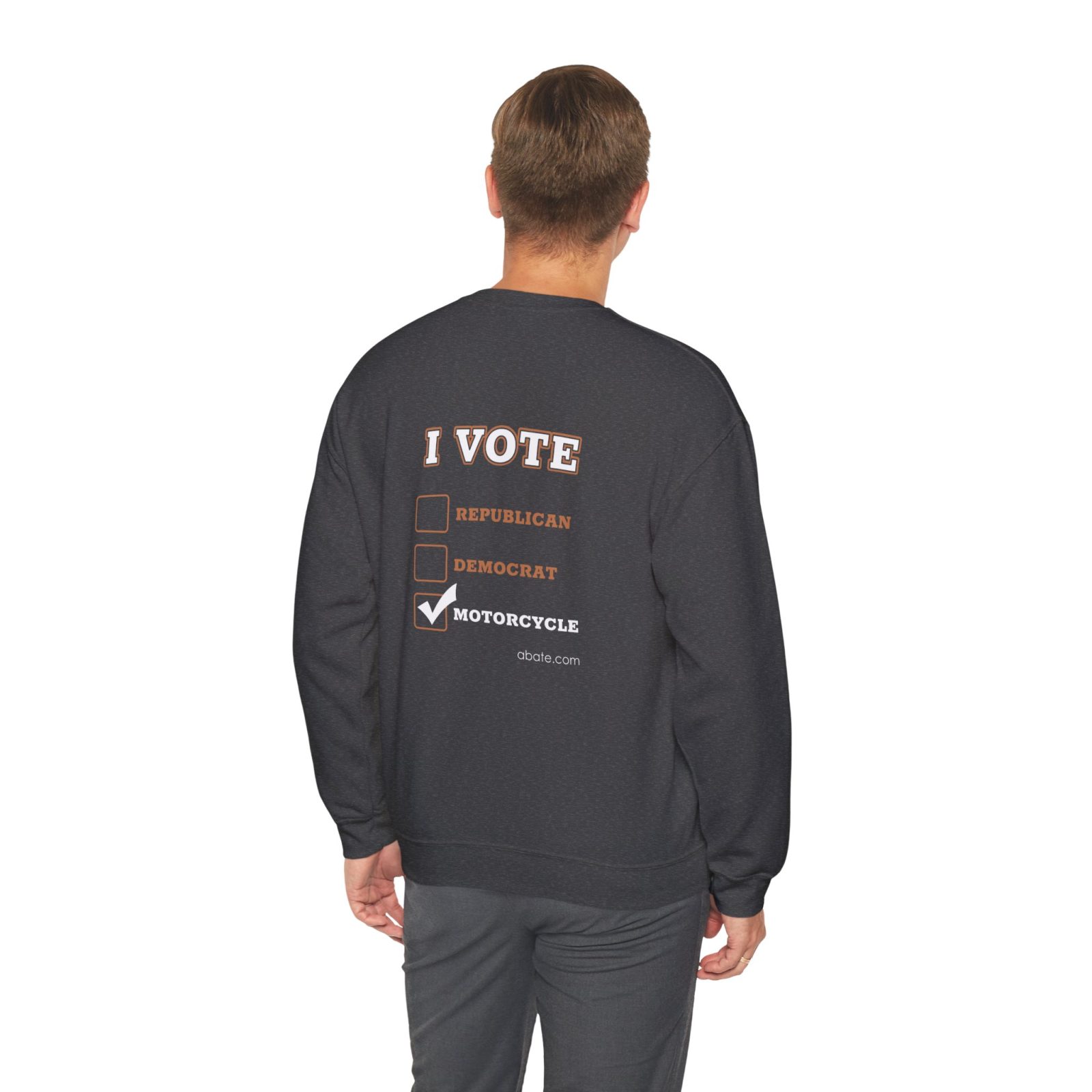 Motorcycle Crewneck Sweatshirt — "I Vote Motorcycle" Vintage Biker Pullover - Image 4
