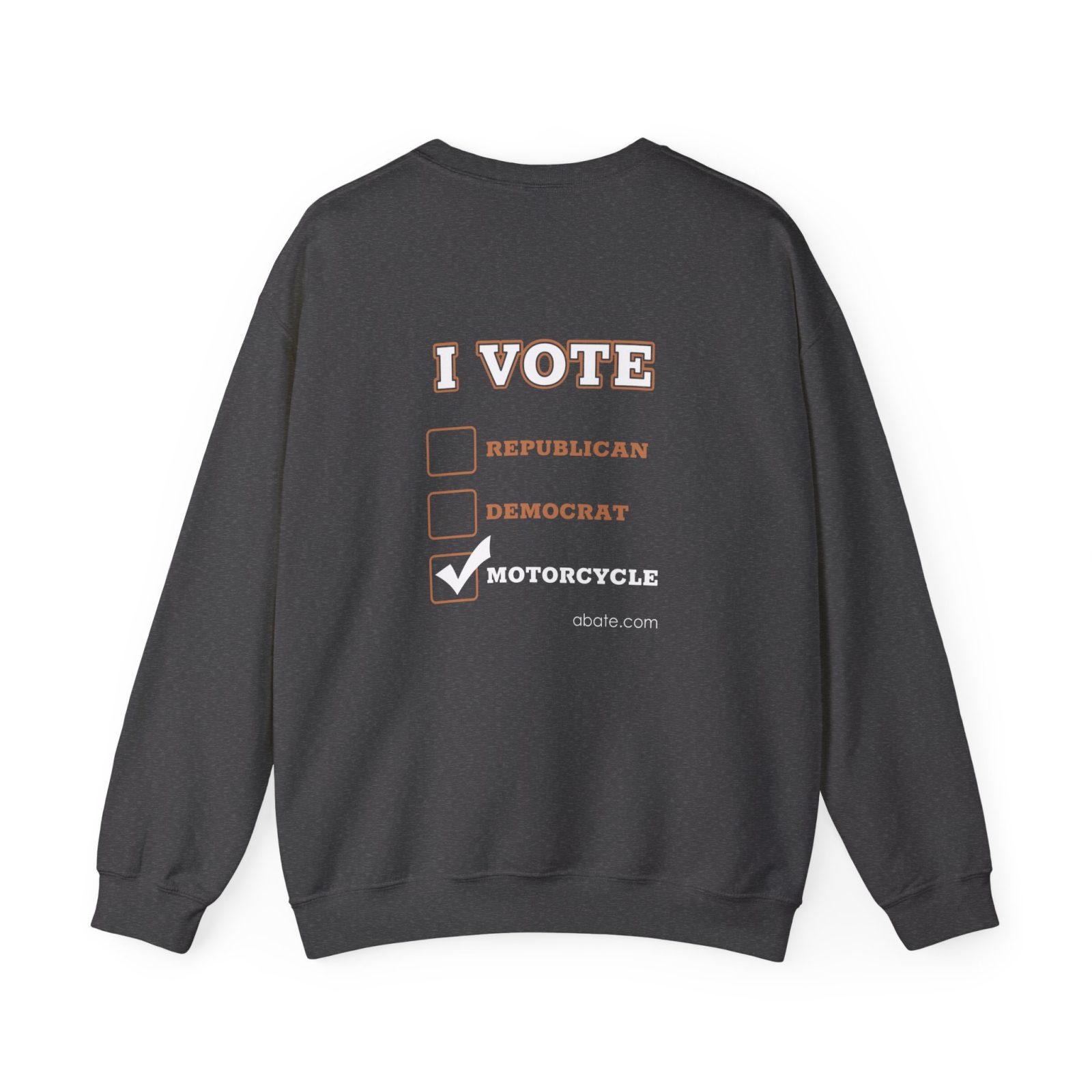 Motorcycle Crewneck Sweatshirt — "I Vote Motorcycle" Vintage Biker Pullover - Image 2